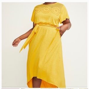 Lane Bryant High Low Dress Belted Yellow